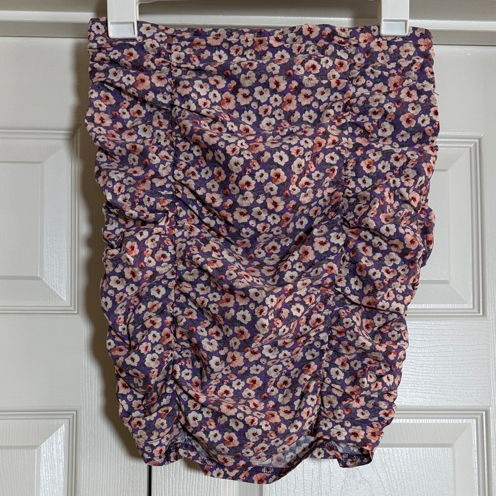 Blashe Purple Floral Ruched Mini Skirt - Women